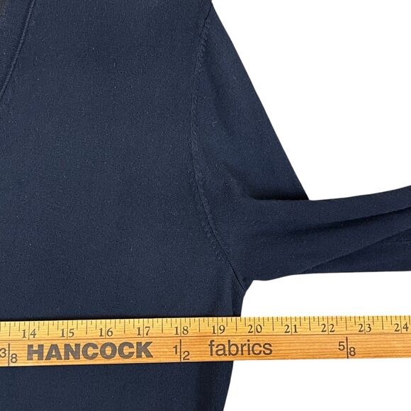 Tiffany & Company Wardrobe Women L Button Cardigan Navy Mix Media Pockets - Picture 10 of 14